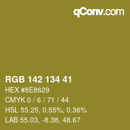 Color code: RGB 142 134 41 | qconv.com
