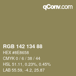 Color code: RGB 142 134 88 | qconv.com