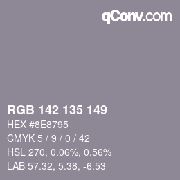 Color code: RGB 142 135 149 | qconv.com