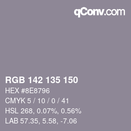 颜色代码: RGB 142 135 150 | qconv.com