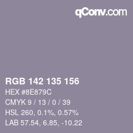 Color code: RGB 142 135 156 | qconv.com
