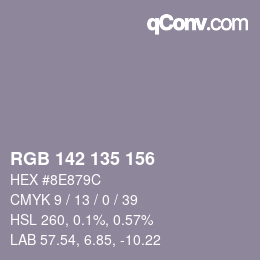 Color code: RGB 142 135 156 | qconv.com