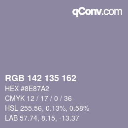 Color code: RGB 142 135 162 | qconv.com