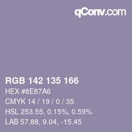 Código de color: RGB 142 135 166 | qconv.com