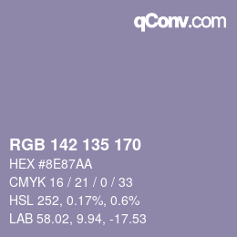 カラーコード: RGB 142 135 170 | qconv.com