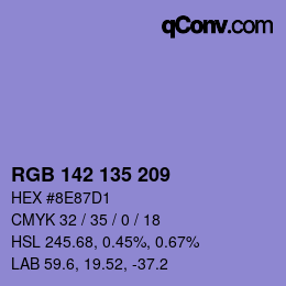 Color code: RGB 142 135 209 | qconv.com
