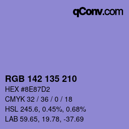 カラーコード: RGB 142 135 210 | qconv.com