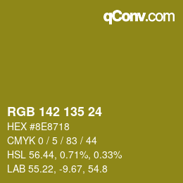 Color code: RGB 142 135 24 | qconv.com