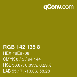 Color code: RGB 142 135 8 | qconv.com