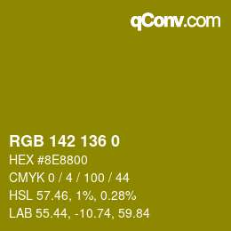 Color code: RGB 142 136 0 | qconv.com