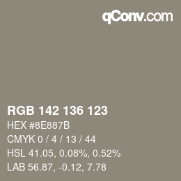 Color code: RGB 142 136 123 | qconv.com