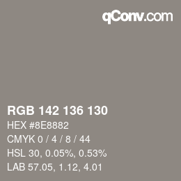 Código de color: RGB 142 136 130 | qconv.com