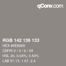 Farbcode: RGB 142 136 133 | qconv.com