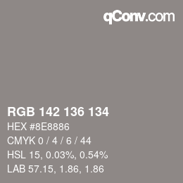 カラーコード: RGB 142 136 134 | qconv.com