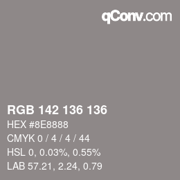 カラーコード: RGB 142 136 136 | qconv.com