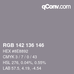 Color code: RGB 142 136 146 | qconv.com