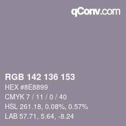 Color code: RGB 142 136 153 | qconv.com