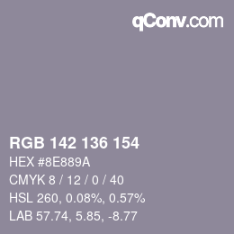 Color code: RGB 142 136 154 | qconv.com