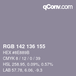 Color code: RGB 142 136 155 | qconv.com