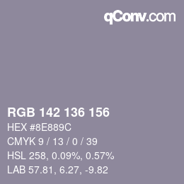 Color code: RGB 142 136 156 | qconv.com