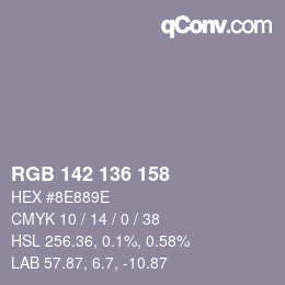 Color code: RGB 142 136 158 | qconv.com