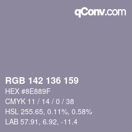 Color code: RGB 142 136 159 | qconv.com