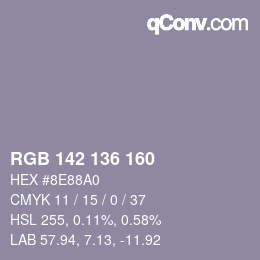 Color code: RGB 142 136 160 | qconv.com