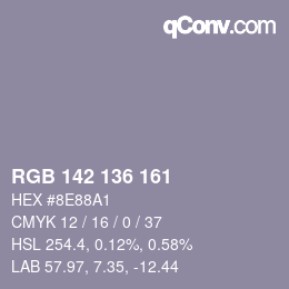 Color code: RGB 142 136 161 | qconv.com