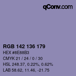 Color code: RGB 142 136 179 | qconv.com