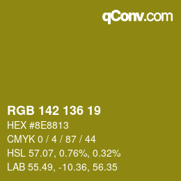 Color code: RGB 142 136 19 | qconv.com
