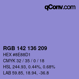 Color code: RGB 142 136 209 | qconv.com