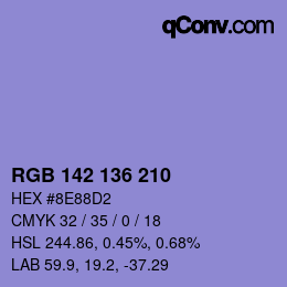 Color code: RGB 142 136 210 | qconv.com