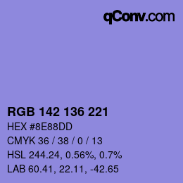 Color code: RGB 142 136 221 | qconv.com