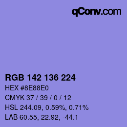 Color code: RGB 142 136 224 | qconv.com