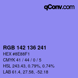 Color code: RGB 142 136 241 | qconv.com