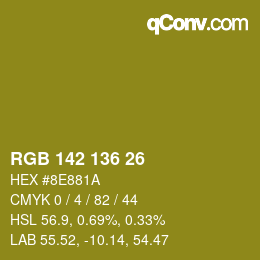 Color code: RGB 142 136 26 | qconv.com