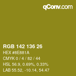 カラーコード: RGB 142 136 26 | qconv.com