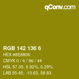 Color code: RGB 142 136 6 | qconv.com