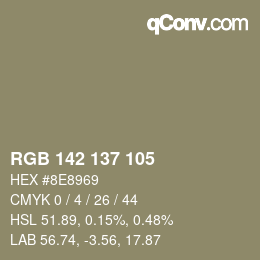 Color code: RGB 142 137 105 | qconv.com