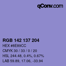 Color code: RGB 142 137 204 | qconv.com