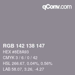 カラーコード: RGB 142 138 147 | qconv.com