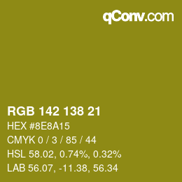 カラーコード: RGB 142 138 21 | qconv.com