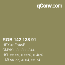 Color code: RGB 142 138 91 | qconv.com