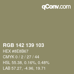 颜色代码: RGB 142 139 103 | qconv.com