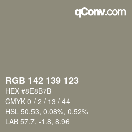 カラーコード: RGB 142 139 123 | qconv.com