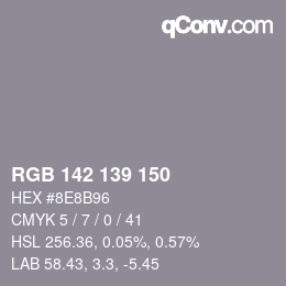 カラーコード: RGB 142 139 150 | qconv.com