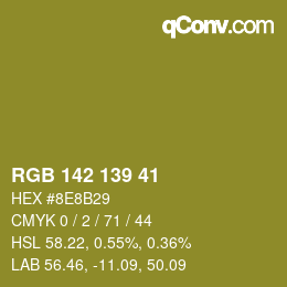 カラーコード: RGB 142 139 41 | qconv.com