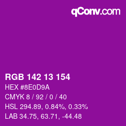 カラーコード: RGB 142 13 154 | qconv.com