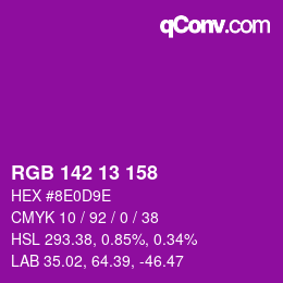 Color code: RGB 142 13 158 | qconv.com
