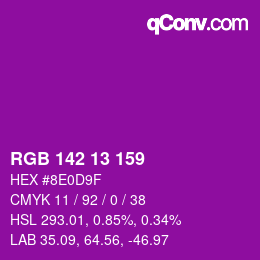 Color code: RGB 142 13 159 | qconv.com